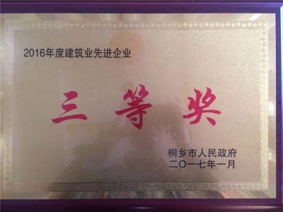 2016年度建筑業(yè)先進(jìn)企業(yè)三等獎(jiǎng)